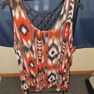 Maurices Multicolor Sleeveless Blouse with Lattice Back